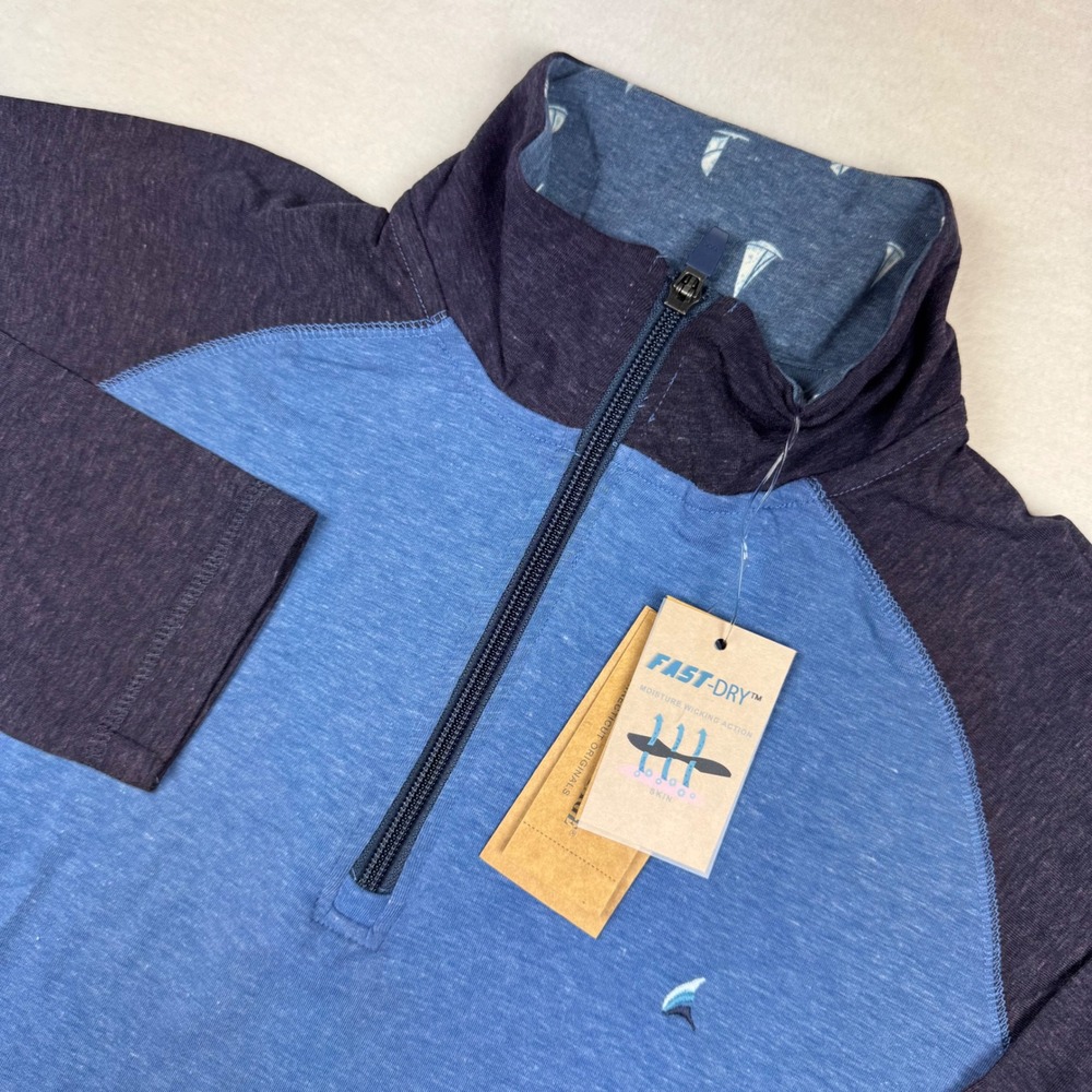 Tailor Vintage Men's Small Blue 1/4 Zip Pullover Sweatshirt‎ Cotton Fast-Dry